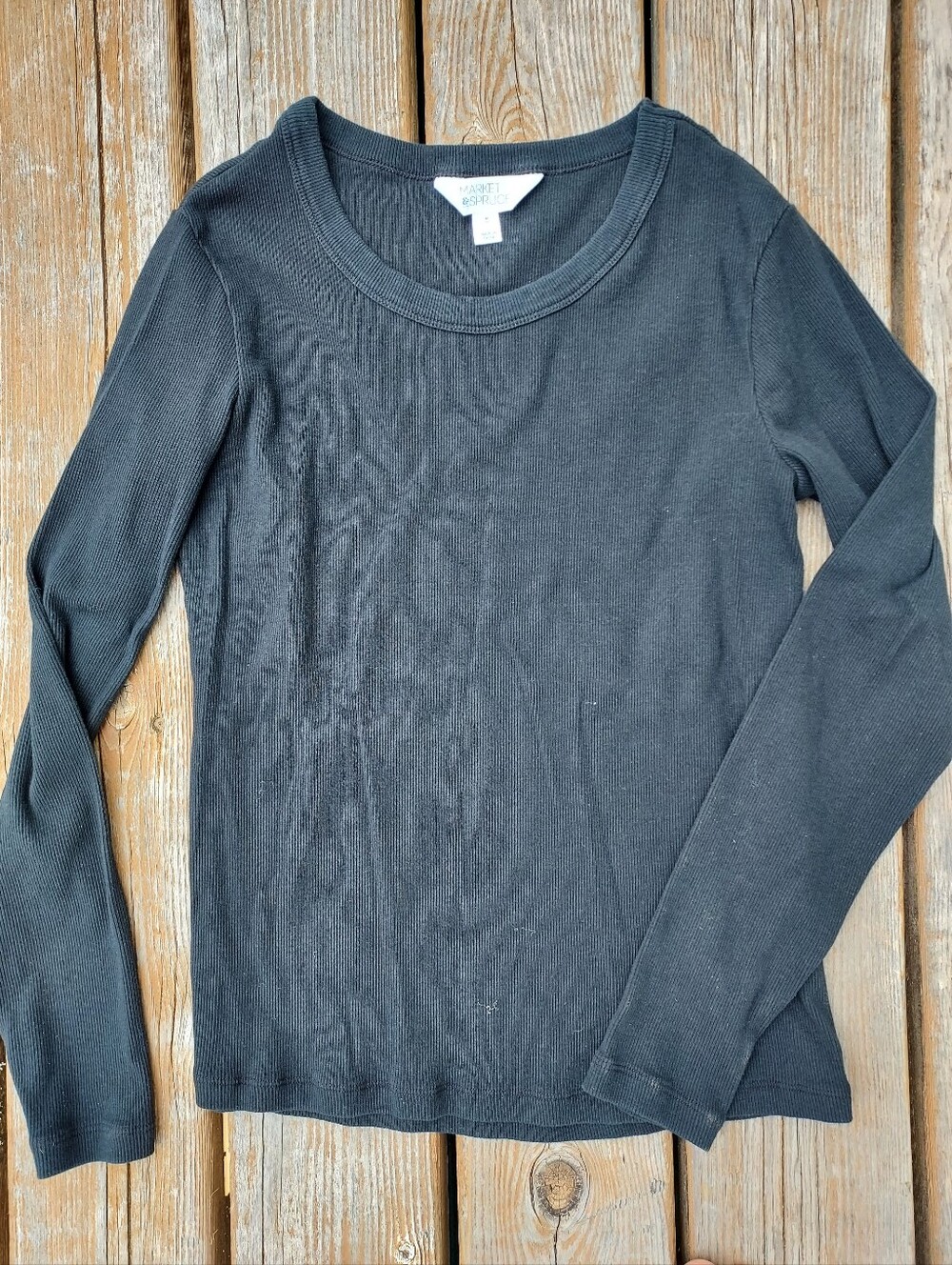 Market & Spruce Fitted Black Long Sleeve Shirt